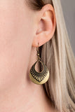 Totally Terrestrial - Brass Earrings - Paparazzi Accessories