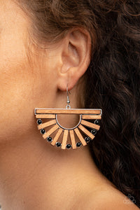 Wooden Wonderland - Black Earrings - Paparazzi Accessories